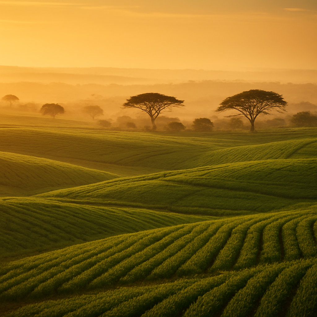African farmland at golden hour
